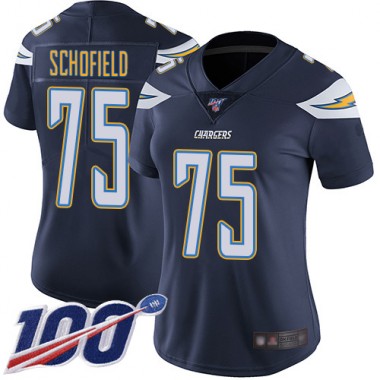 Los Angeles Chargers NFL Football Michael Schofield Navy Blue Jersey Women Limited 75 Home 100th Season Vapor Untouchable
